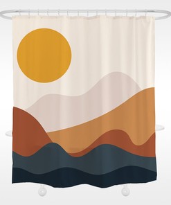 Desert Sunset Shower Curtain - Modern Art Decoration - Waterproof with Custom Sizes for Bathtub