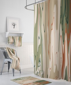 Desert Swirl Shower Curtain, Optional Bathroom Set Boho Bathroom Decor with Print Shower Curtain Print
