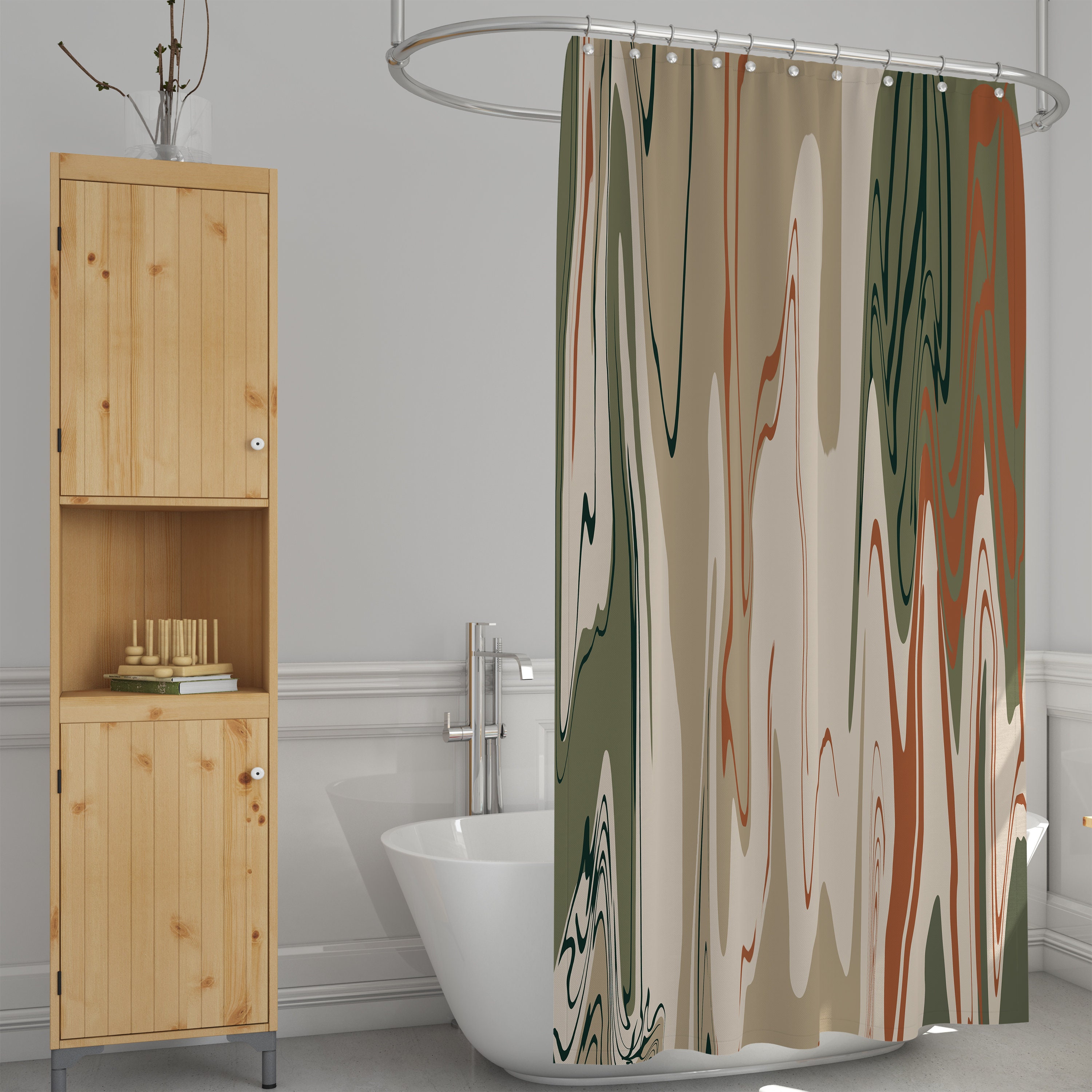 Desert Swirl Shower Curtain, Optional Bathroom Set Boho Bathroom Decor with Print Shower Curtain Print - Image 2