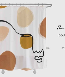 Designer Abstract Line Shower Curtain, Simple Elegant Bathroom Set with Hooks, Custom Sizes Available