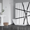 Designer Black and White Abstract Shower Curtain Line Art Design for Light and Bright Masculine Bathroom Decor