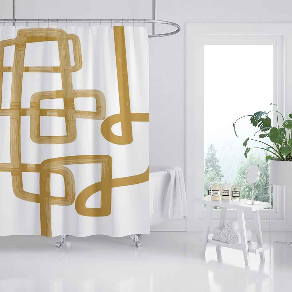Designer Print Art Line Shower Curtain, Waterproof with Hooks, Abstract Bathroom Set, Custom Sizes Available - Image 2