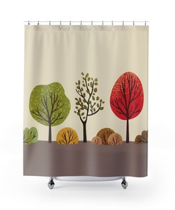 Designer Tree Shower Curtain | Contemporary Bathroom Decor | Modern Shower Curtain | Kids Bathroom Shower Curtain