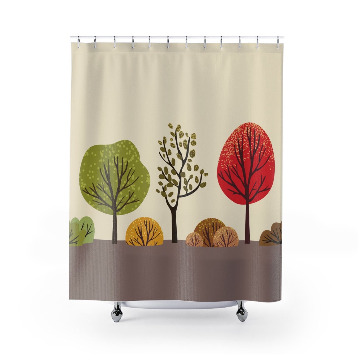 Designer Tree Shower Curtain | Contemporary Bathroom Decor | Modern Shower Curtain | Kids Bathroom Shower Curtain