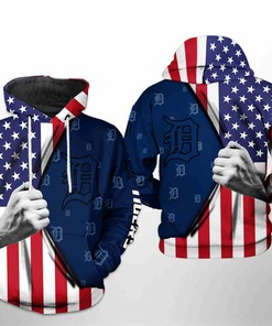 Detroit Tigers All Over Print US Flag 3D Hoodie