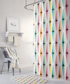 Diamond Pattern Mid Century Modern Shower Curtain - Classic Bathroom Upgrade