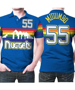 Dikembe Mutombo 55 NBA Mitchell Ness 199192 Hardwood Classics Swingman Jersey Style Polo Shirt for Nuggets Fans