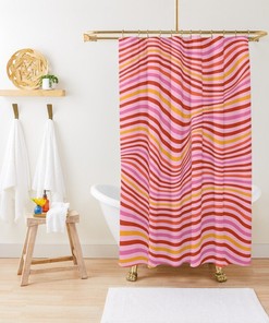 Disney 70s Style Psychedelic Shower Curtain, Boho Design, Eco-Friendly and Waterproof Material with Hooks Included