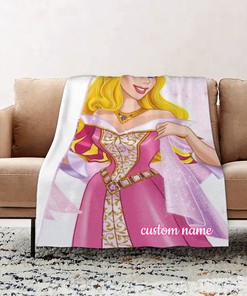 Disney Aurora Blanket for Living Room with Quotes and Personalized Name Blanket sofa full size