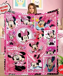 Disney Baby Blanket - Personalized Minnie Mickey Mouse Fleece Blanket with Custom Name