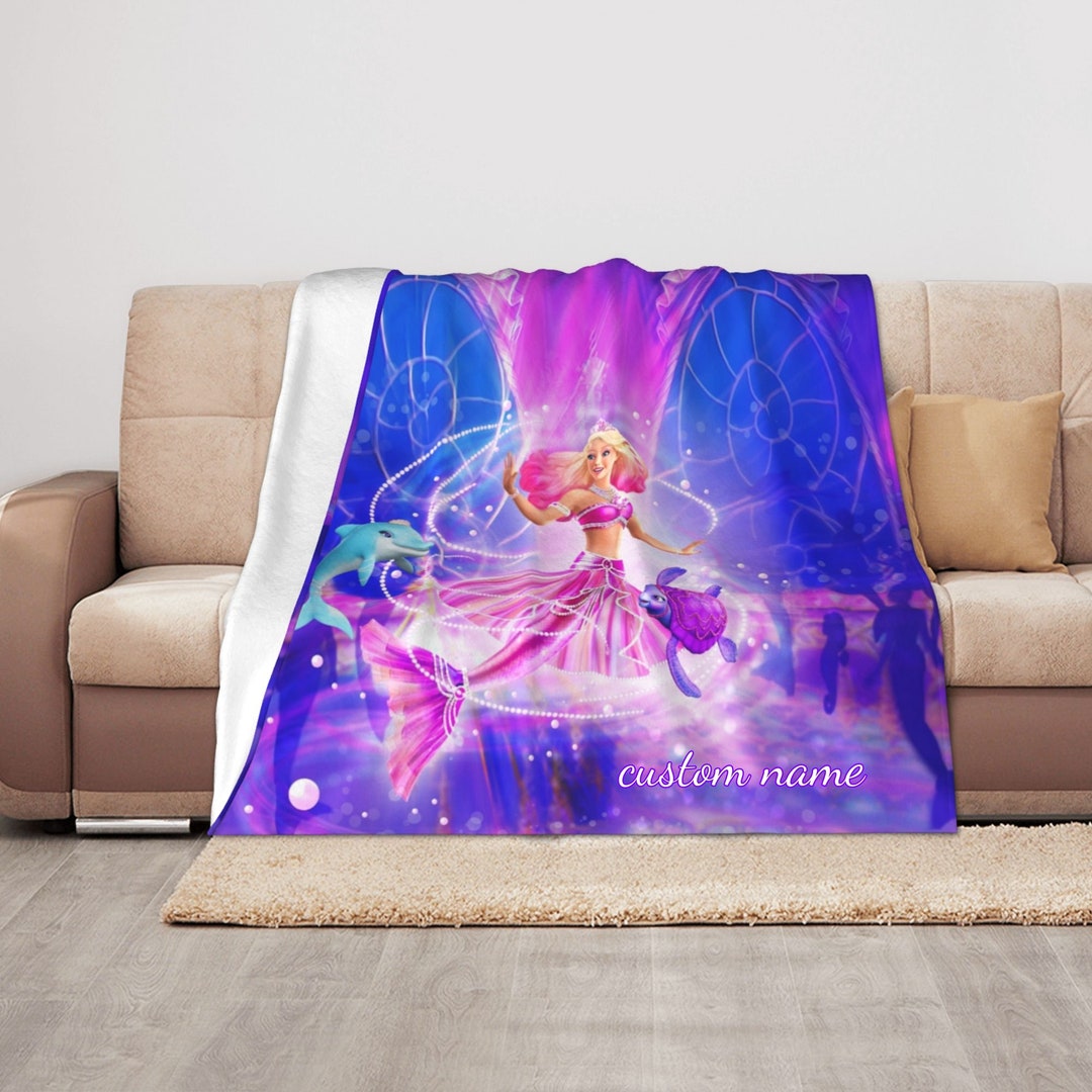 Disney Barbie Cartoon Personalized Throw Blanket - Ideal for Birthday or Christmas