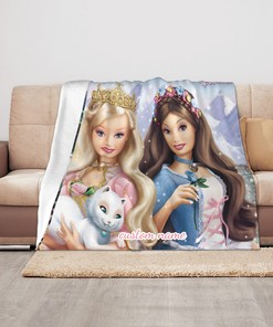 Disney Barbie Customized Throw Blanket with Personalized Name - Perfect Gift Idea