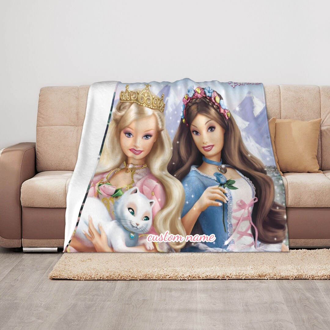 Disney Barbie Customized Throw Blanket with Personalized Name - Perfect Gift Idea