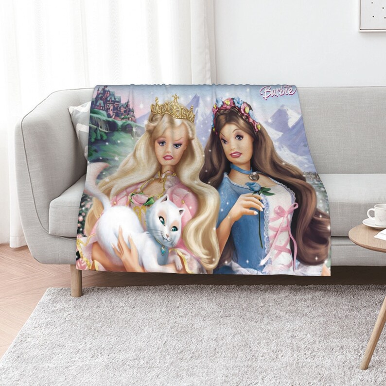 Disney Barbie Customized Throw Blanket with Personalized Name - Perfect Gift Idea - Image 3