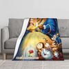 Disney Beauty and the Beast Double Layer Blanket with Custom Name, Bedroom Decor for Christmas