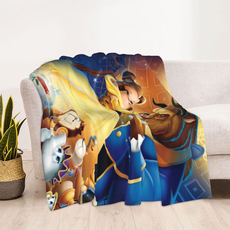 Disney Beauty and the Beast Double Layer Blanket with Custom Name, Bedroom Decor for Christmas - Image 3