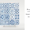 Disney Blue Ceramic Tile Pattern Print Shower Curtain, Waterproof for Bathroom and Home Decor