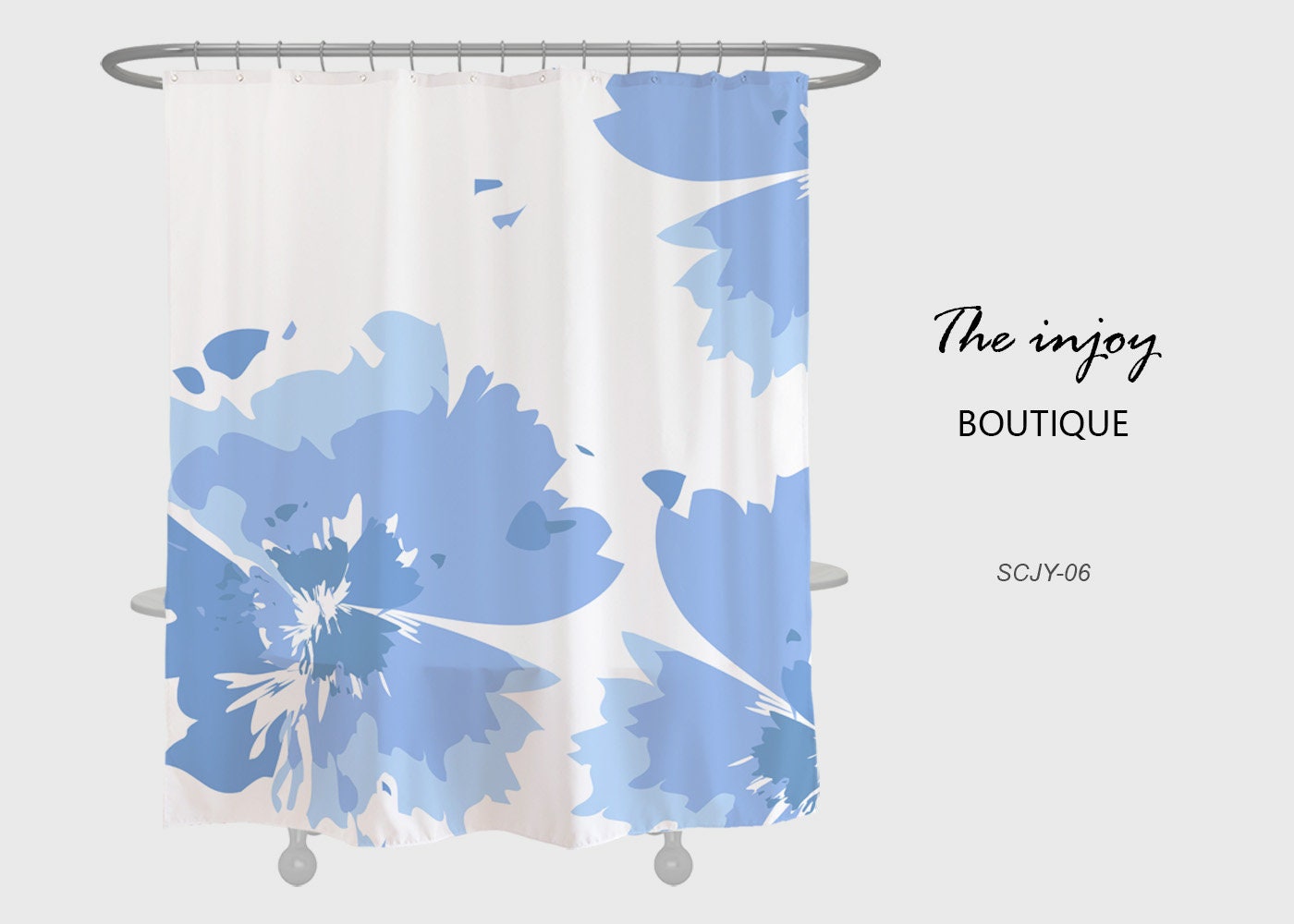 Disney Blue Flower Extra Thick Curtain, Heavy Duty Polyester Fabric Shower Curtains, Modern and Unique Waterproof Decor