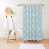 Disney Blue Hearts Love Boho Shower Curtain, Eco-Friendly Waterproof Material, Wrapped in Boho Leaves Curtain