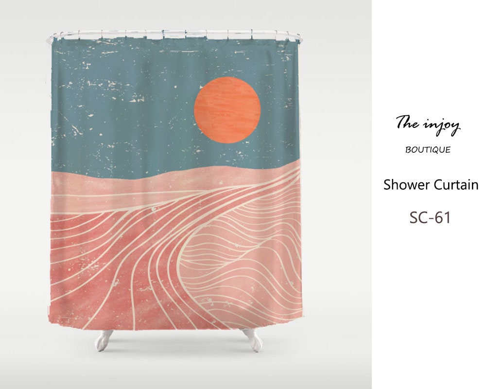 Disney Blue Sky Fabric Shower Curtain, a Pink Sunrise Landscape with Custom Sizes, Perfect for a Relaxing Decor