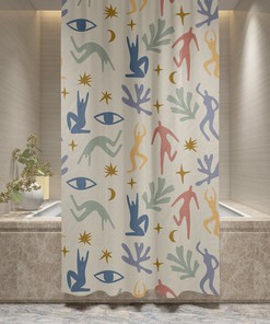 Disney Boho Abstract Matisse Patterns Shower Curtain, Trendy and Eco-Friendly Waterproof Decor with Hooks Included