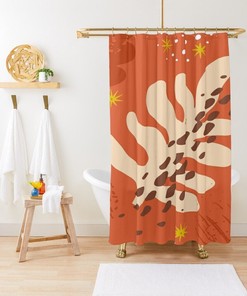 Disney Boho Botanic Abstract Patterns Shower Curtain, Trendy and Eco-Friendly Decoration with Hooks Included