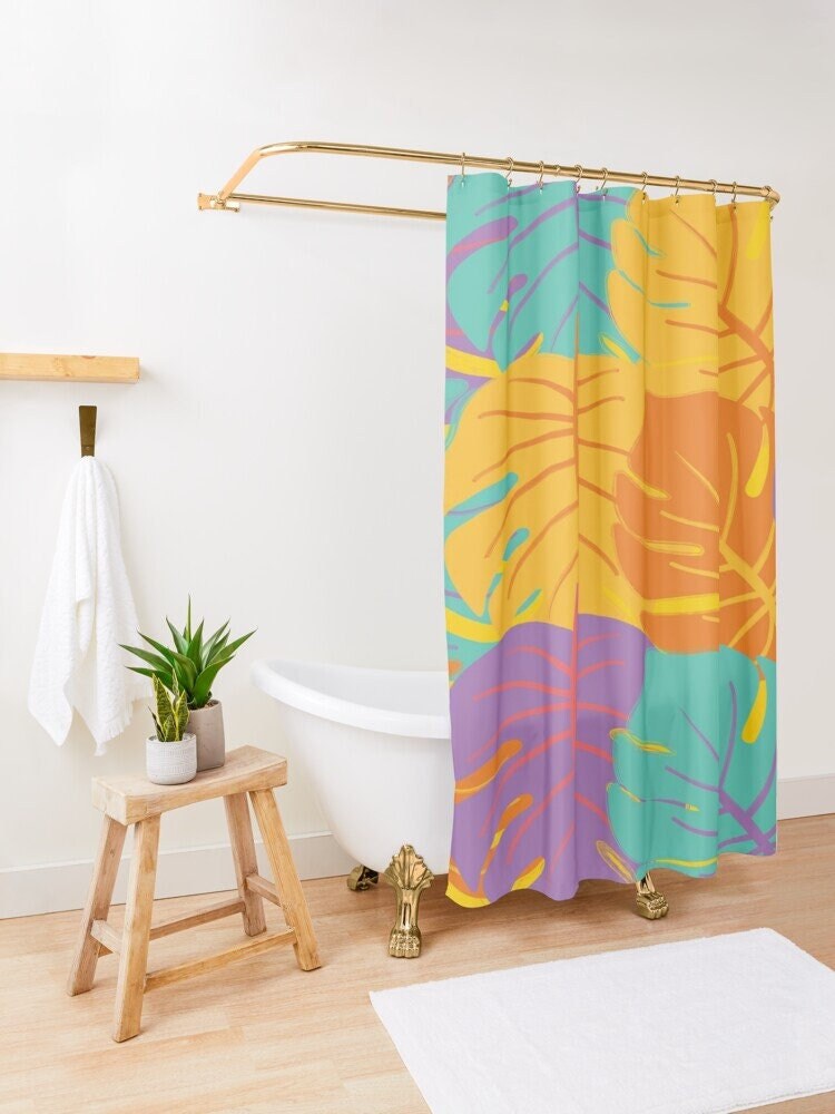 Disney Boho Botanic Shower Curtain, Colorful Curtain, Floral Bathroom Decor, Flowers, Eco-Friendly Material - Image 2