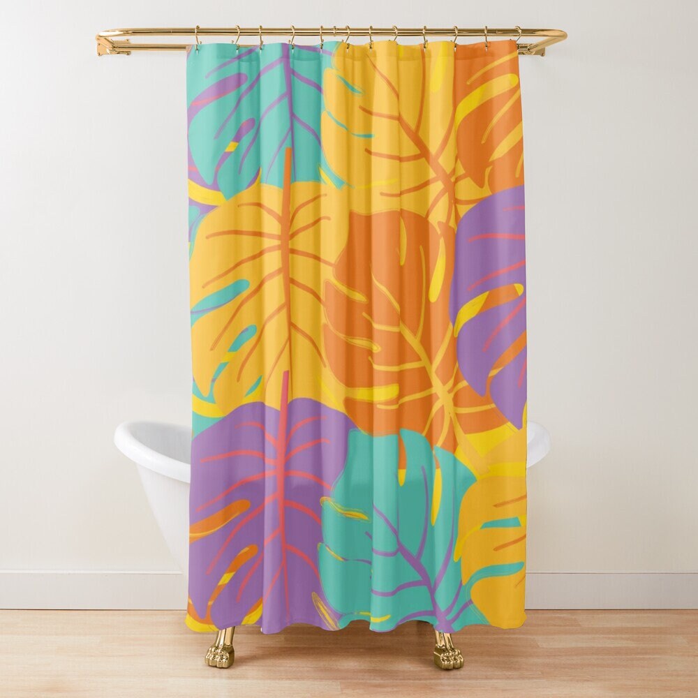 Disney Boho Botanic Shower Curtain, Colorful Curtain, Floral Bathroom Decor, Flowers, Eco-Friendly Material - Image 3