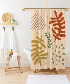 Disney Boho Botanic Shower Curtain, Trendy Design, Eco-Friendly and Waterproof Material, Boho Decoration, Hooks Included