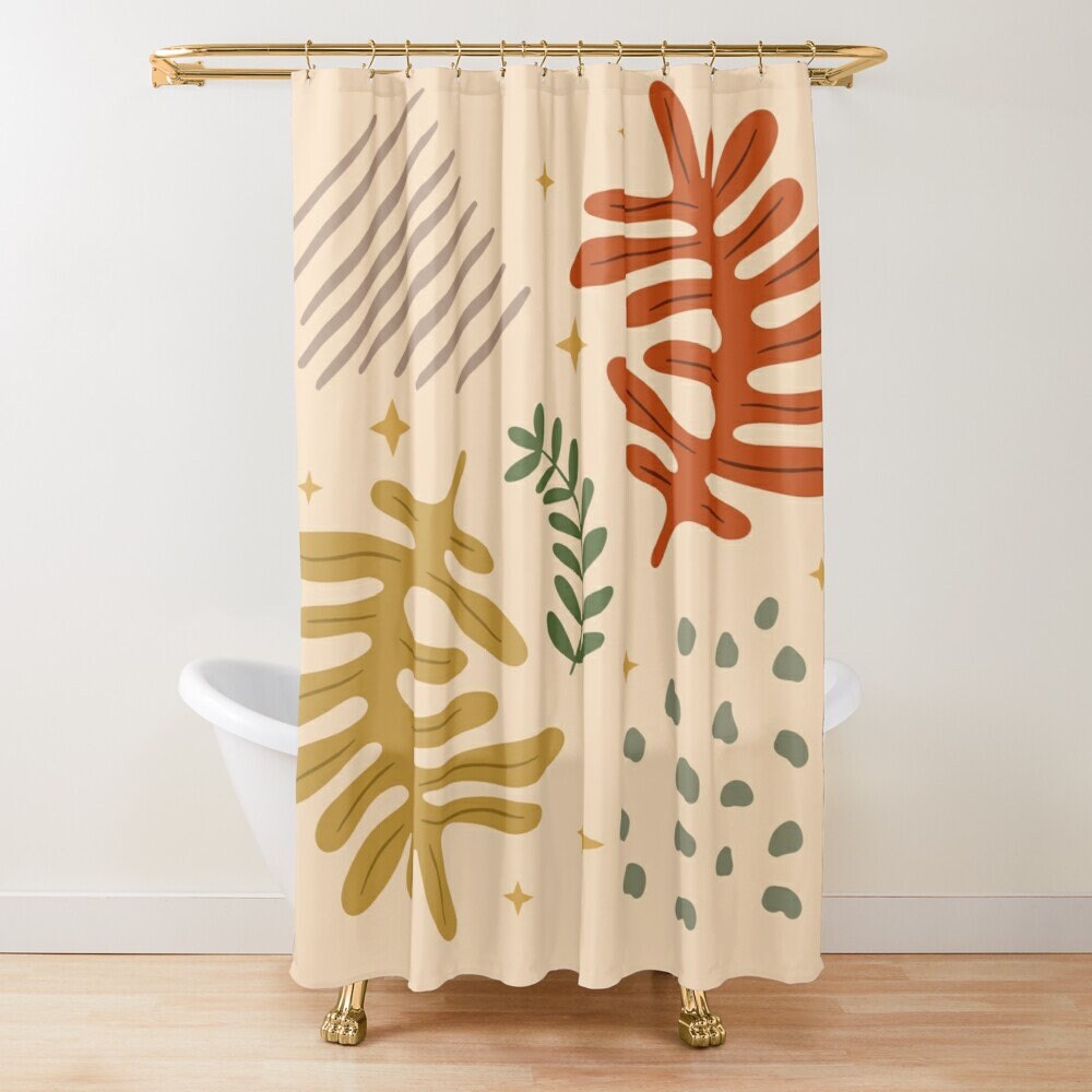 Disney Boho Botanic Shower Curtain, Trendy Design, Eco-Friendly and Waterproof Material, Boho Decoration, Hooks Included - Image 2