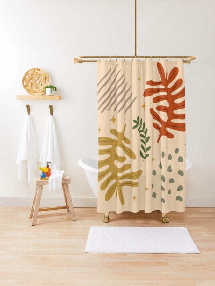 Disney Boho Botanic Shower Curtain, Trendy Design, Eco-Friendly and Waterproof Material, Boho Decoration, Hooks Included - Image 3