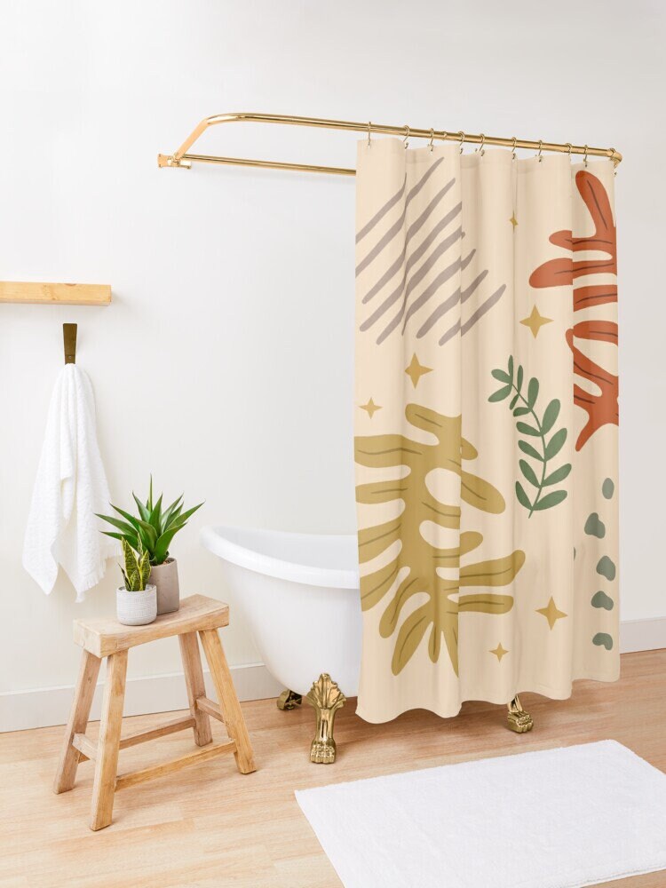 Disney Boho Botanic Shower Curtain, Trendy Design, Eco-Friendly and Waterproof Material, Boho Decoration, Hooks Included - Image 4