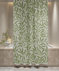 Disney Boho Botanical Shower Curtain, Eco-Friendly Waterproof Art Nouveau Green Leaves Tropical Decor with Hooks