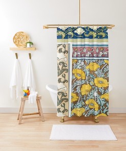 Disney Boho Floral Bathroom Shower Curtain, Artistic Style Design, Eco-Friendly and Chic with Hooks