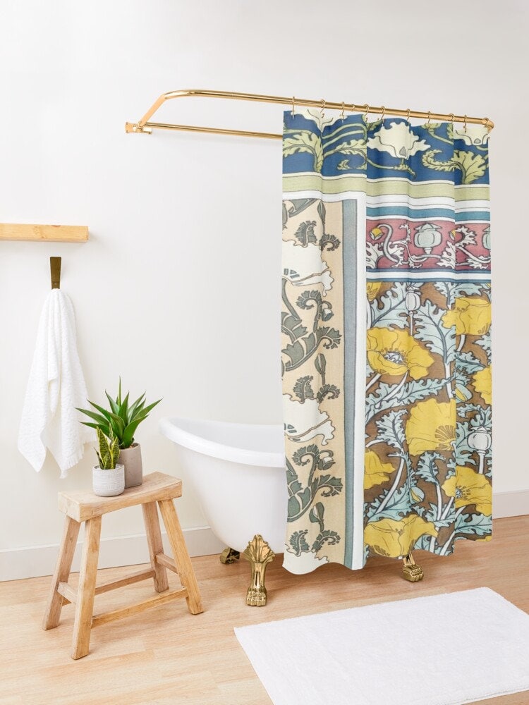 Disney Boho Floral Bathroom Shower Curtain, Artistic Style Design, Eco-Friendly and Chic with Hooks - Image 3