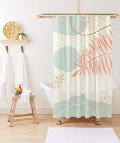 Disney Boho Floral Shower Curtain, Eco-Friendly and Waterproof, Summer Art Design with Recycled Material and Hooks