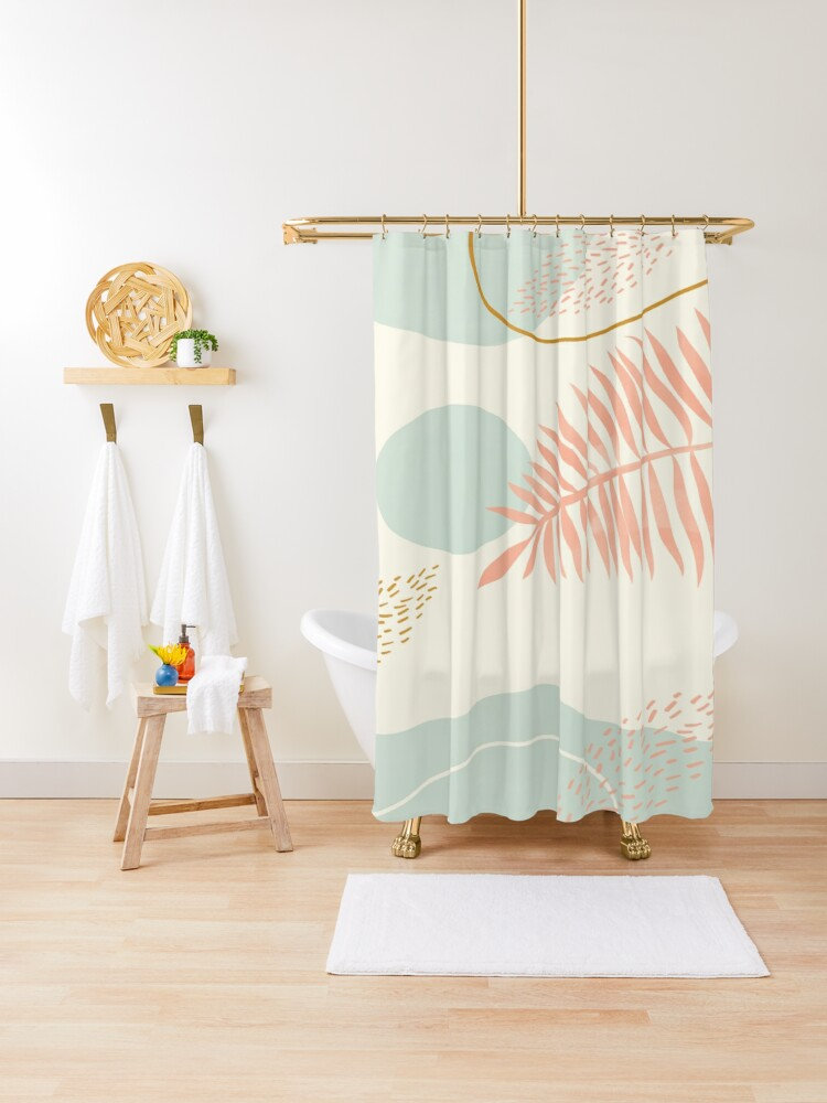 Disney Boho Floral Shower Curtain, Eco-Friendly and Waterproof, Summer Art Design with Recycled Material and Hooks - Image 2