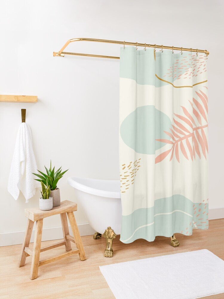 Disney Boho Floral Shower Curtain, Eco-Friendly and Waterproof, Summer Art Design with Recycled Material and Hooks - Image 4