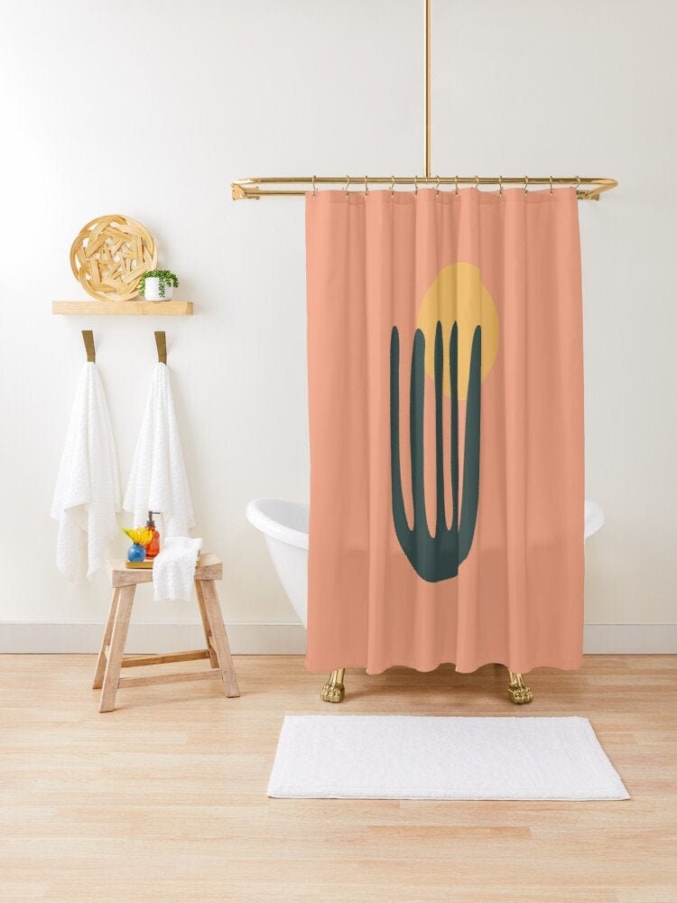 Disney Boho Mid-Century Cactus Abstract Patterns Shower Curtain