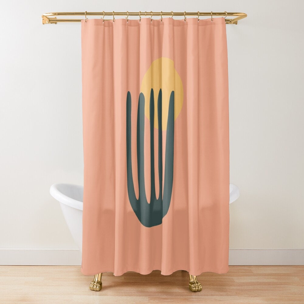 Disney Boho Mid-Century Cactus Abstract Patterns Shower Curtain - Image 4