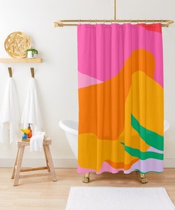 Disney Boho Tropical Shower Curtain, Colorful Abstract Decor made of Eco-Friendly Material with Hooks Included