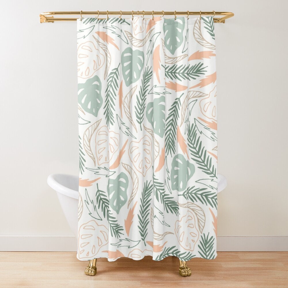 Disney Botanic Shower Curtain, Boho Leaves Bathroom Decor, Waterproof and Eco-Friendly Material with Hooks Included - Image 4