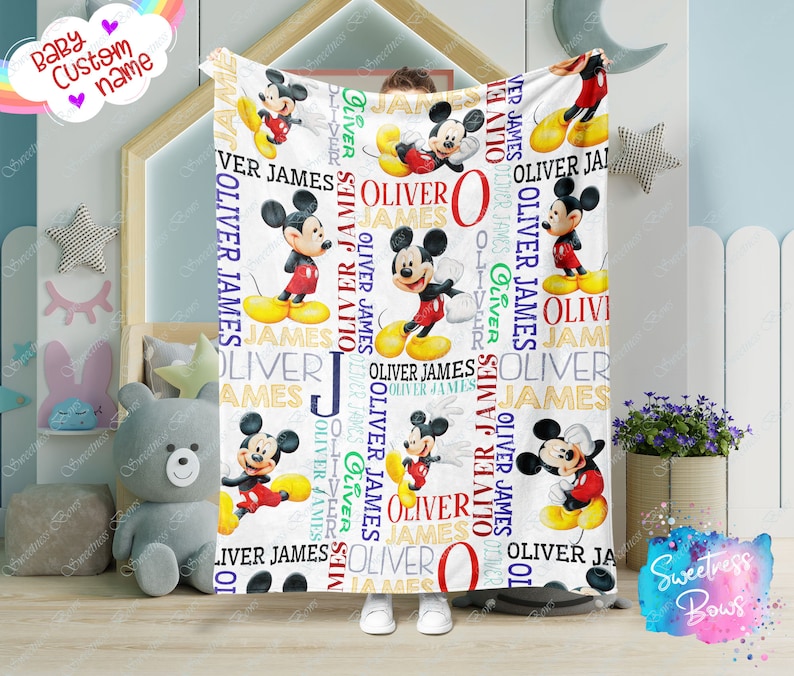 Disney Cartoon Character Baby Blanket with Personalized Name - Soft and Colorful - Image 2