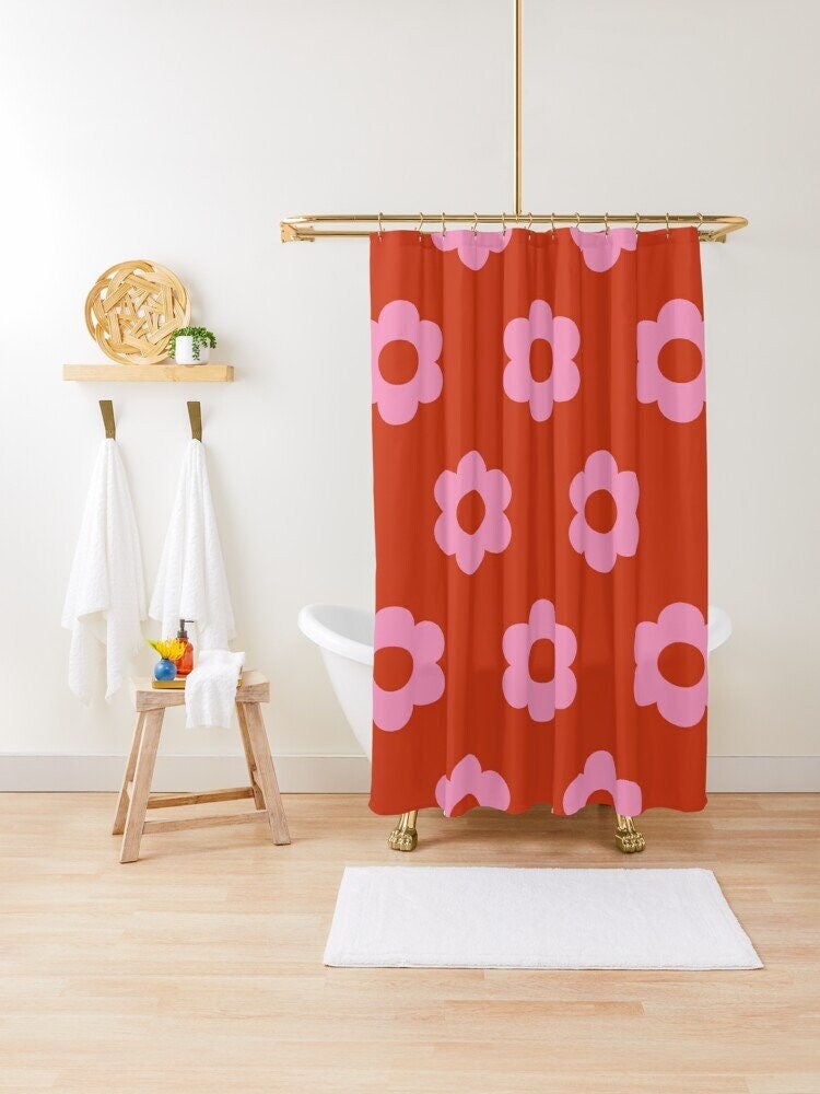 Disney Colorful Boho Floral Shower Curtain, Chic and Eco-Friendly Design, Flowers
