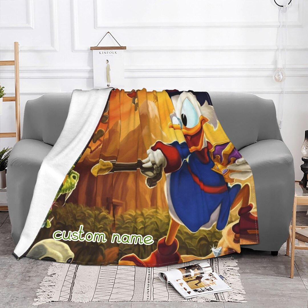 Disney Donald Duck Custom Name Blanket, Double Layer Soft Fleece for Kids and Adults, Christmas Gift