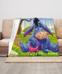 Disney Eeyore Custom Name Soft Fleece Blanket for Baby Girls and Boys, Personalized Gift