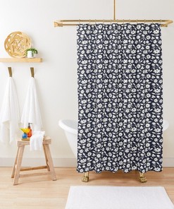 Disney Floral Boho Black and White Shower Curtain, Eco-Friendly Material, Chic and Waterproof with Hooks Included