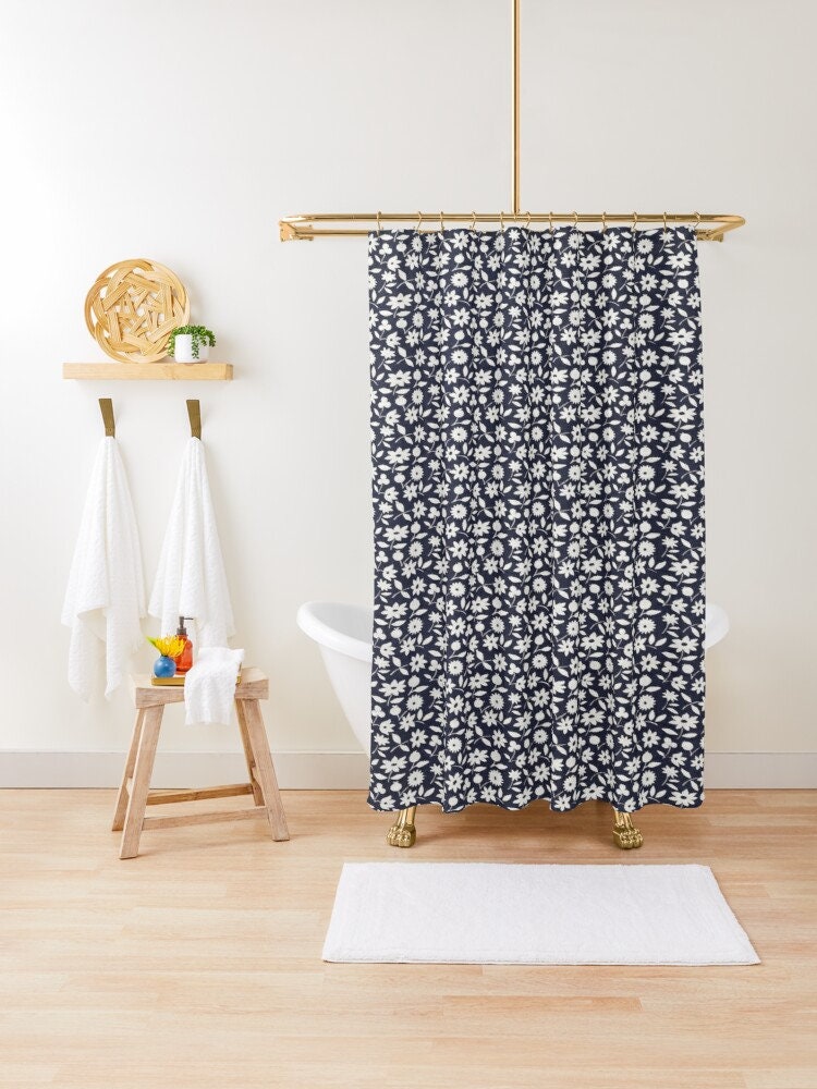Disney Floral Boho Black and White Shower Curtain, Eco-Friendly Material, Chic and Waterproof with Hooks Included - Image 3