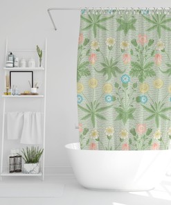 Disney Floral Boho Botanic Shower Curtain, Chic and Eco-Friendly Design, Waterproof Curtain with Hooks Included