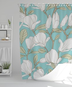 Disney Floral Boho Shower Curtain, Botanical Curtain with Unique Gift Art Decor